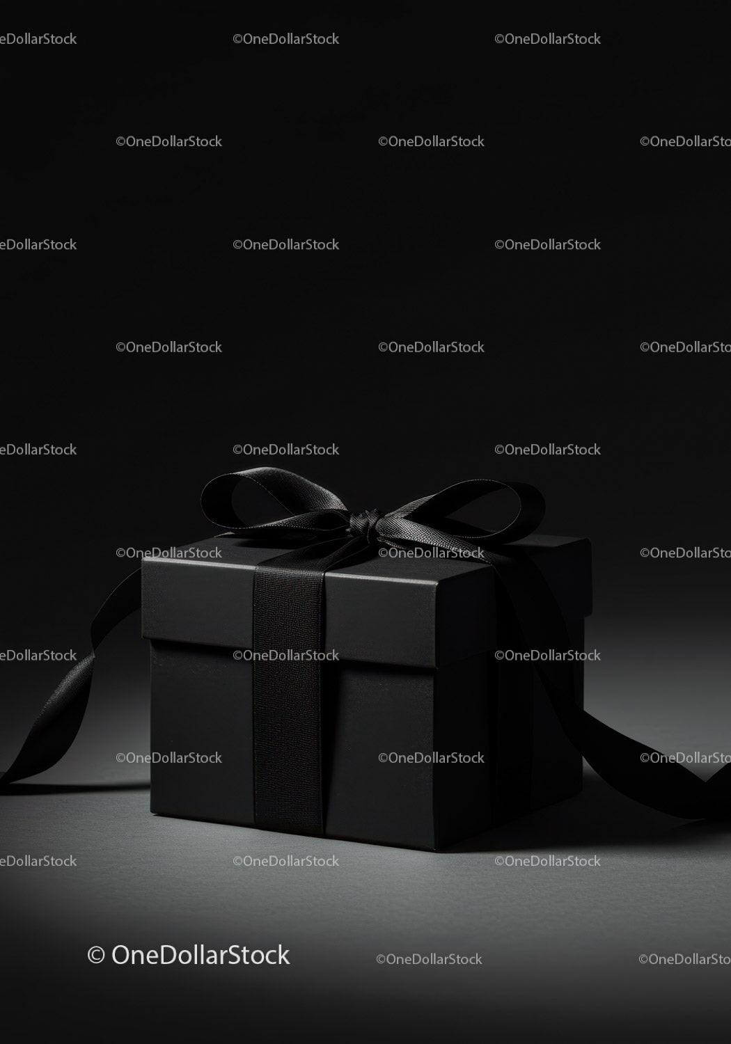 Black Gift Box with Satin Ribbon for Elegant Luxury Present JPG Mockup Image preview