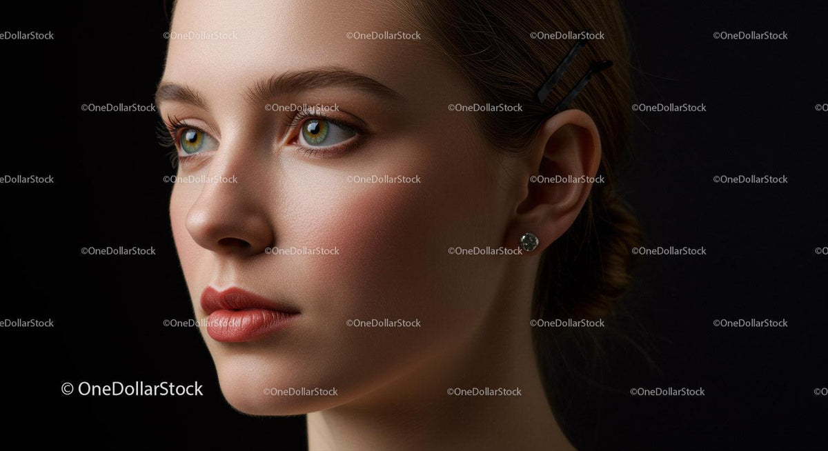 Close-Up Portrait of a Woman with Beautiful Green Eyes and Elegant Makeup