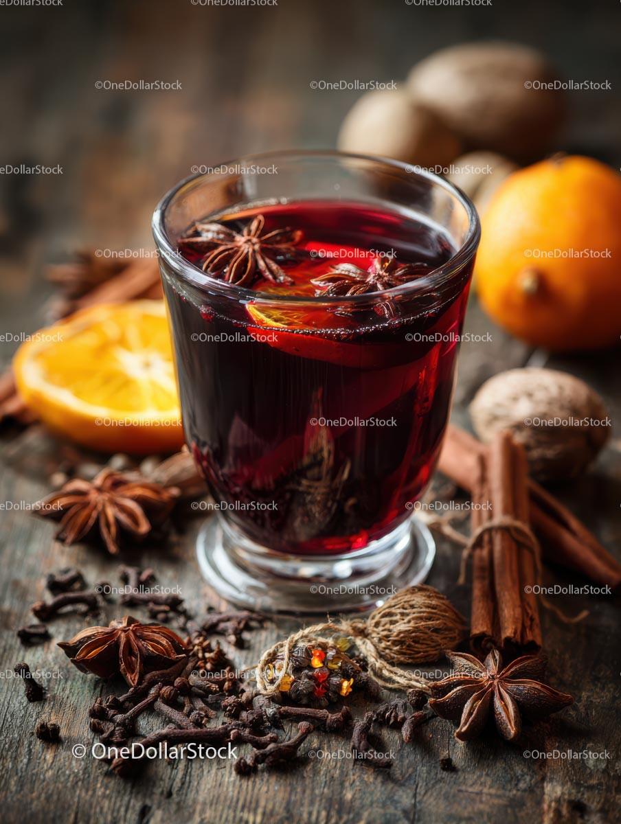 Delicious Mulled Wine with Spices and Orange Slices Stock Photo Bundle preview 10