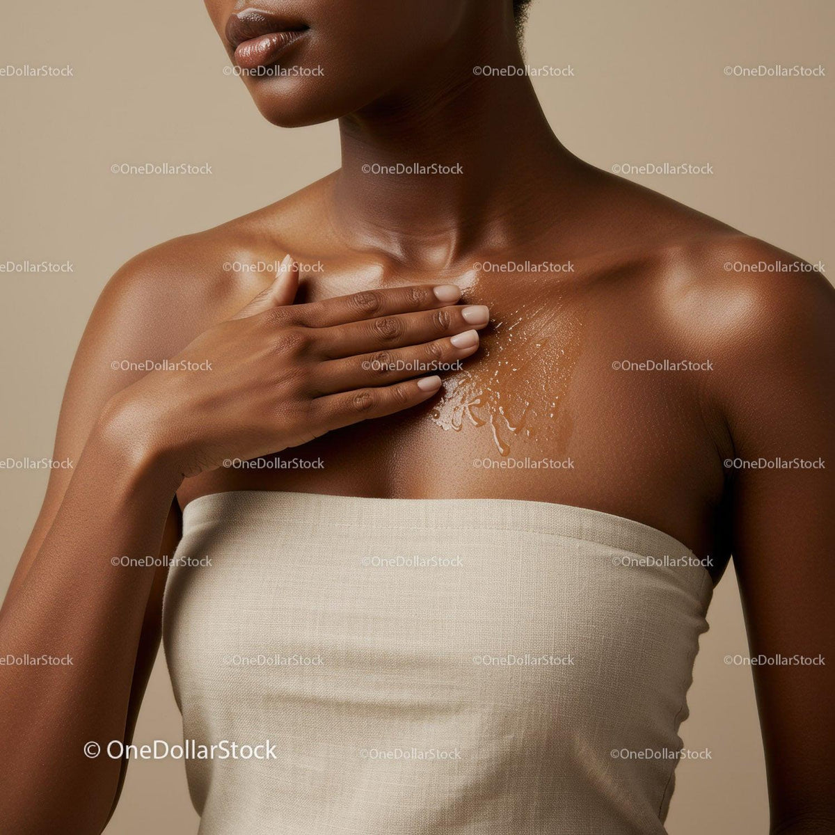 Elegant Woman Applying Moisturizer with Smooth Skin and Natural Glow