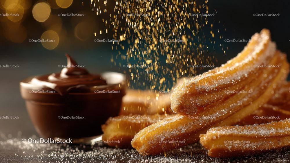 Crispy Sugar-Coated Churros with Chocolate Dipping Sauce Stock Photo Bundle preview 6