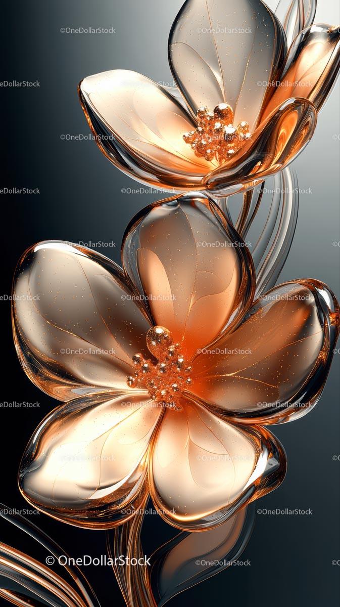 Elegant Glass Flower Sculpture with Reflective Transparent Petals