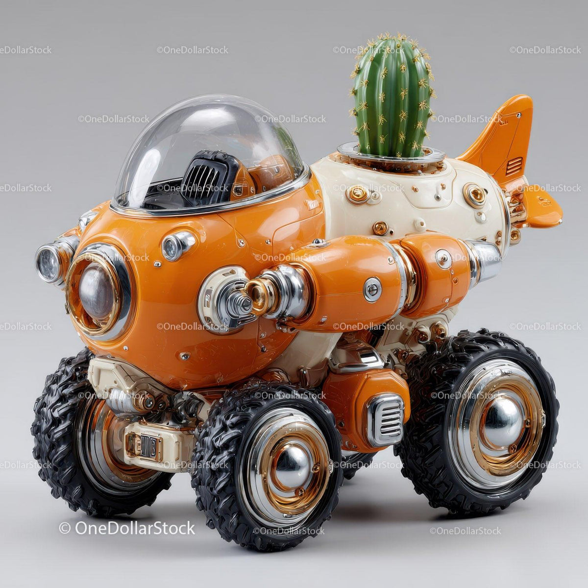 Futuristic Toy Robot with Large Eyes and Bunny Ears for Kids Stock Photo Bundle preview 12