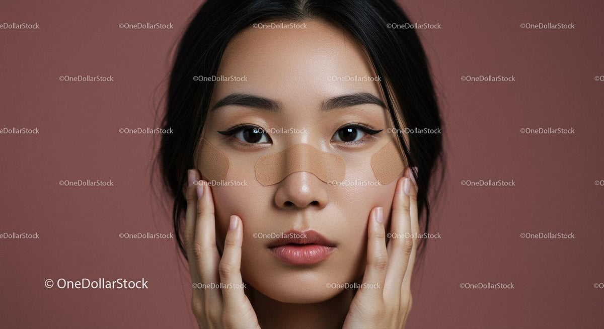 Young Woman Applying Facial Patches for Skincare Routine