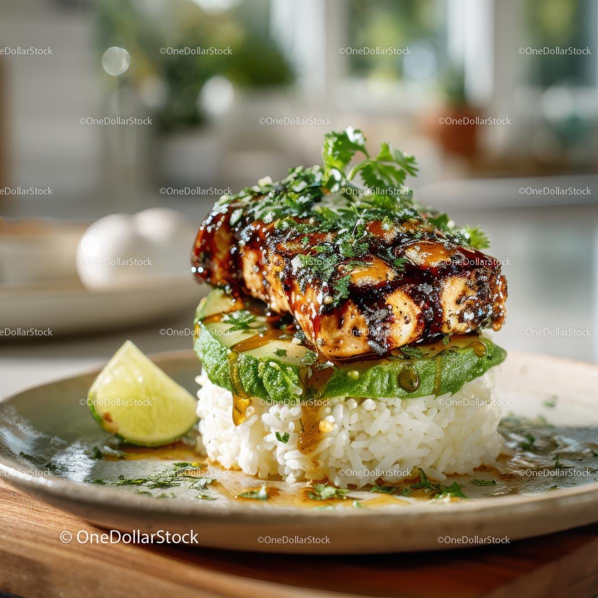 Grilled Chicken with Cilantro and Lime Served on Rice Stock Photo Bundle preview 8