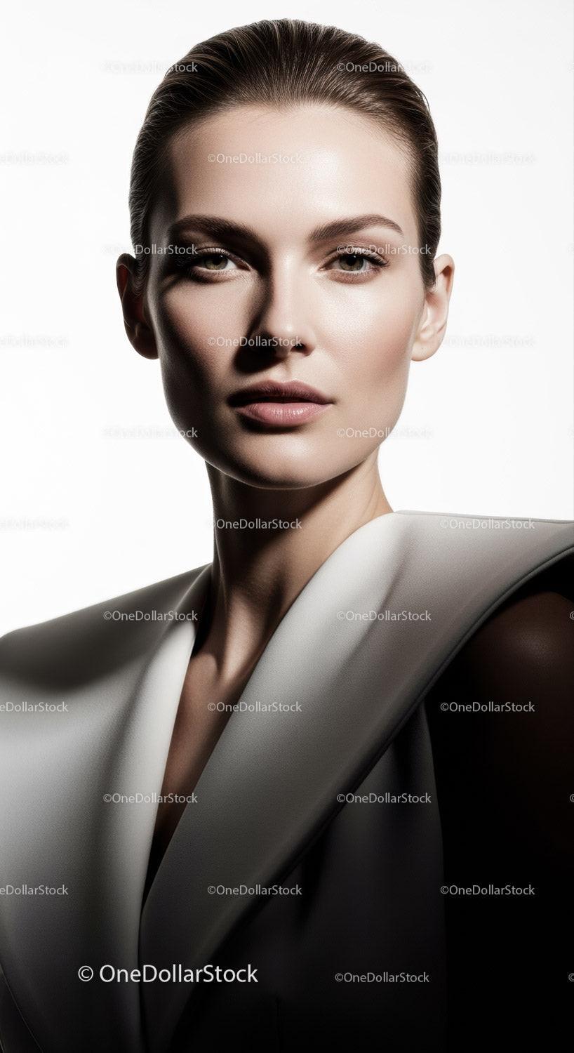 Elegant Beauty Portrait of a Confident Woman in Stylish Attire