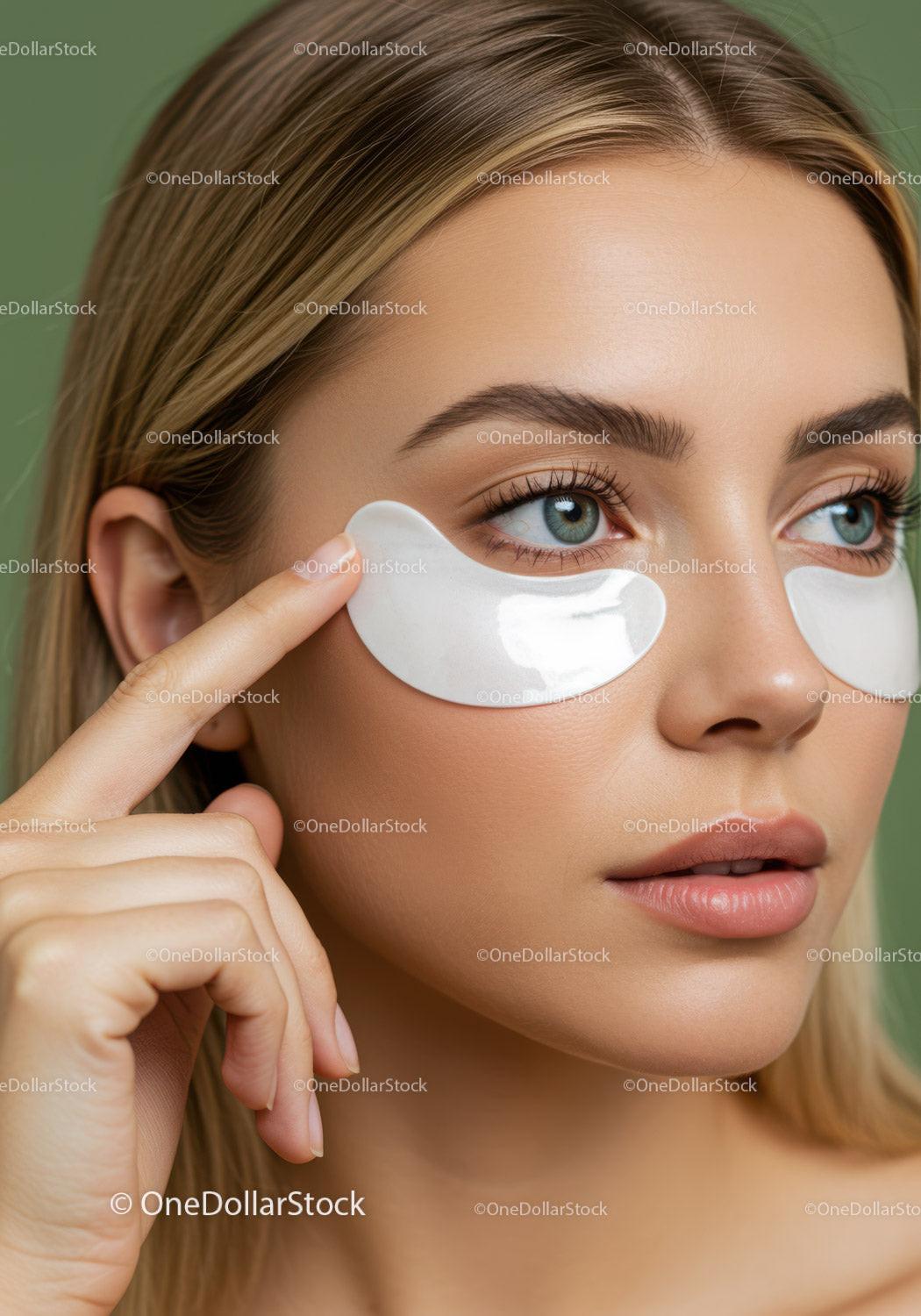 Close-up of a Woman Applying Under-eye Gel Mask for Rejuvenation