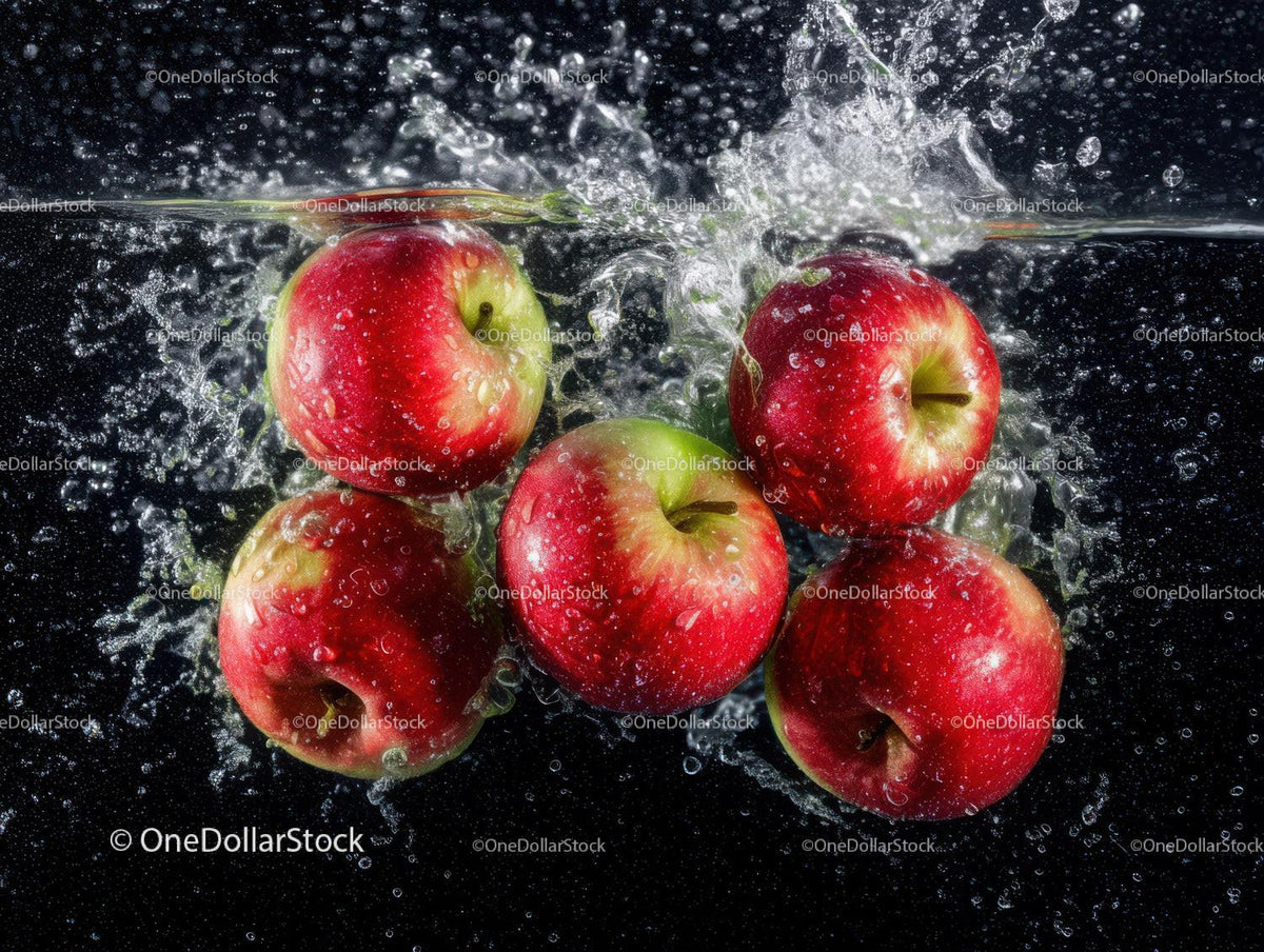 Fresh Red Apples Splashing into Water in a Vibrant Scene