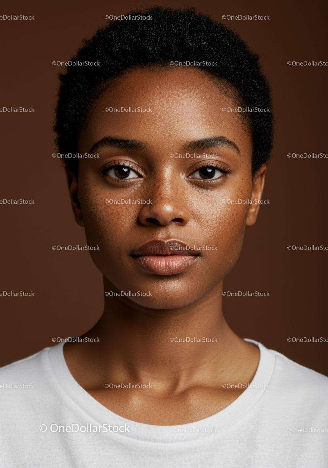 Close-Up Portrait of Young Woman with Natural Skin and Freckles