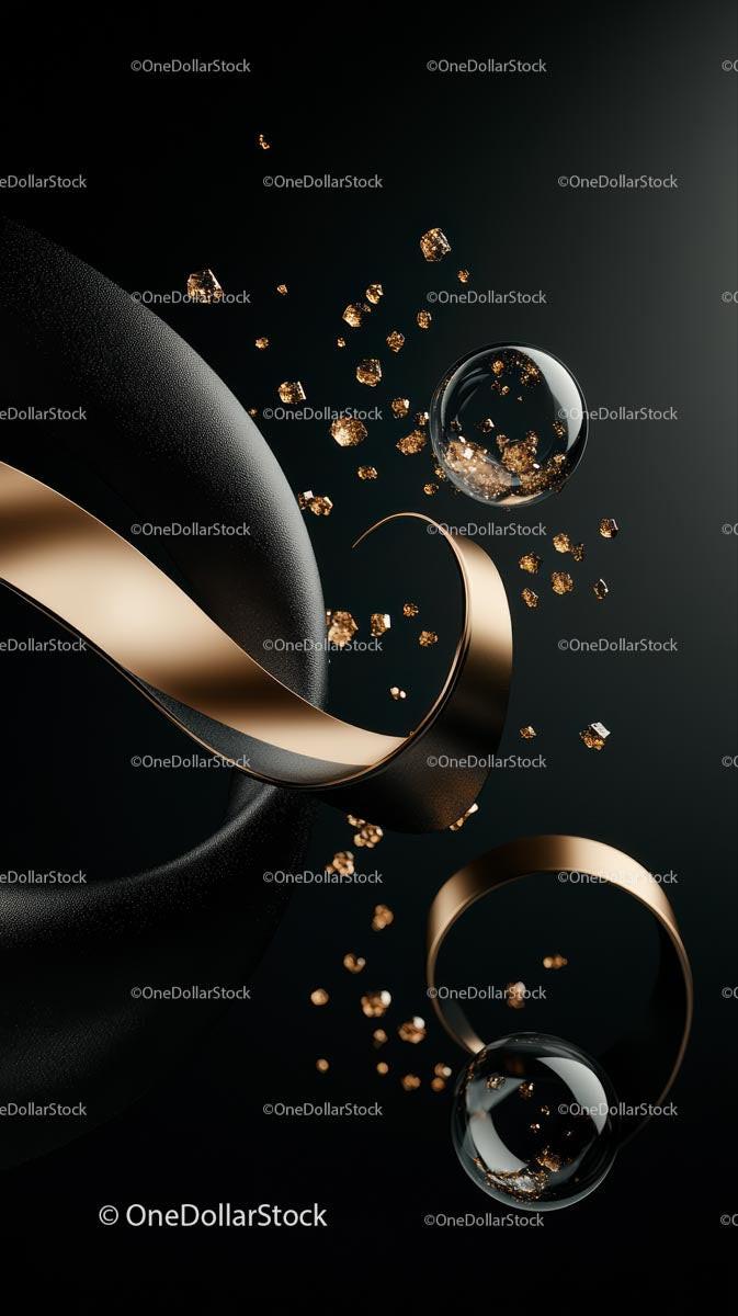 Elegant Gold and Diamond Rings with Sparkling Gemstones on Black Background