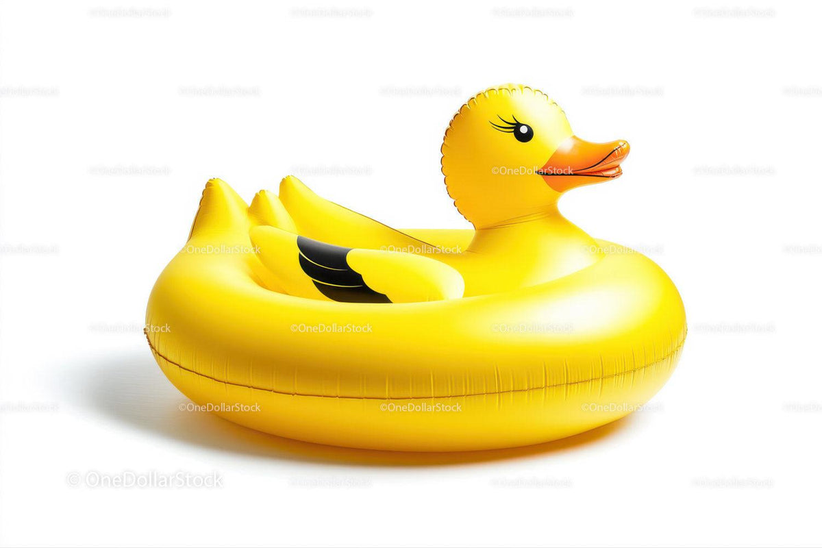 Yellow Rubber Duck in Floating Pool Toy for Summer Fun Stock Photo Bundle creative preview 4