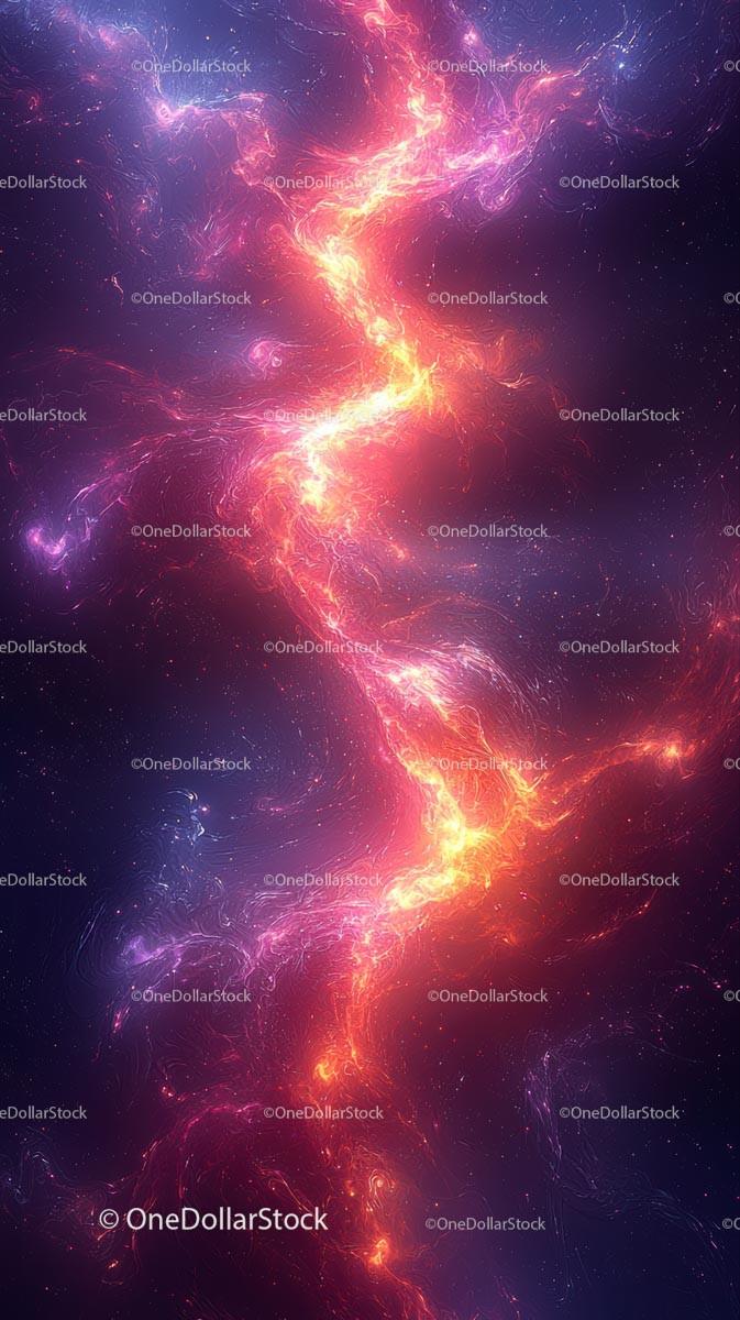 Colorful Nebula with Glowing Space Clouds and Starry Sky