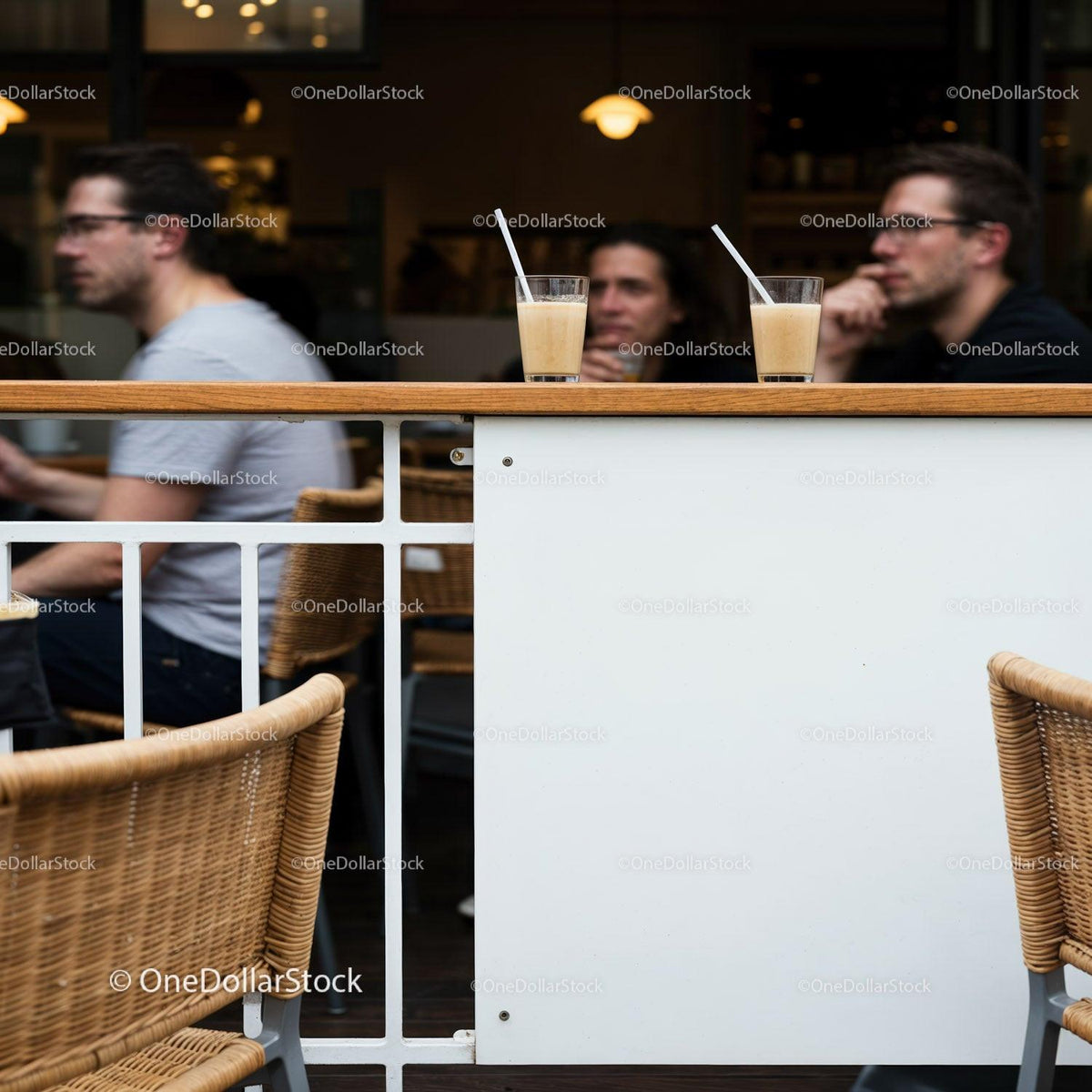 Two glasses with drinks in cozy café setting JPG Mockup Image preview
