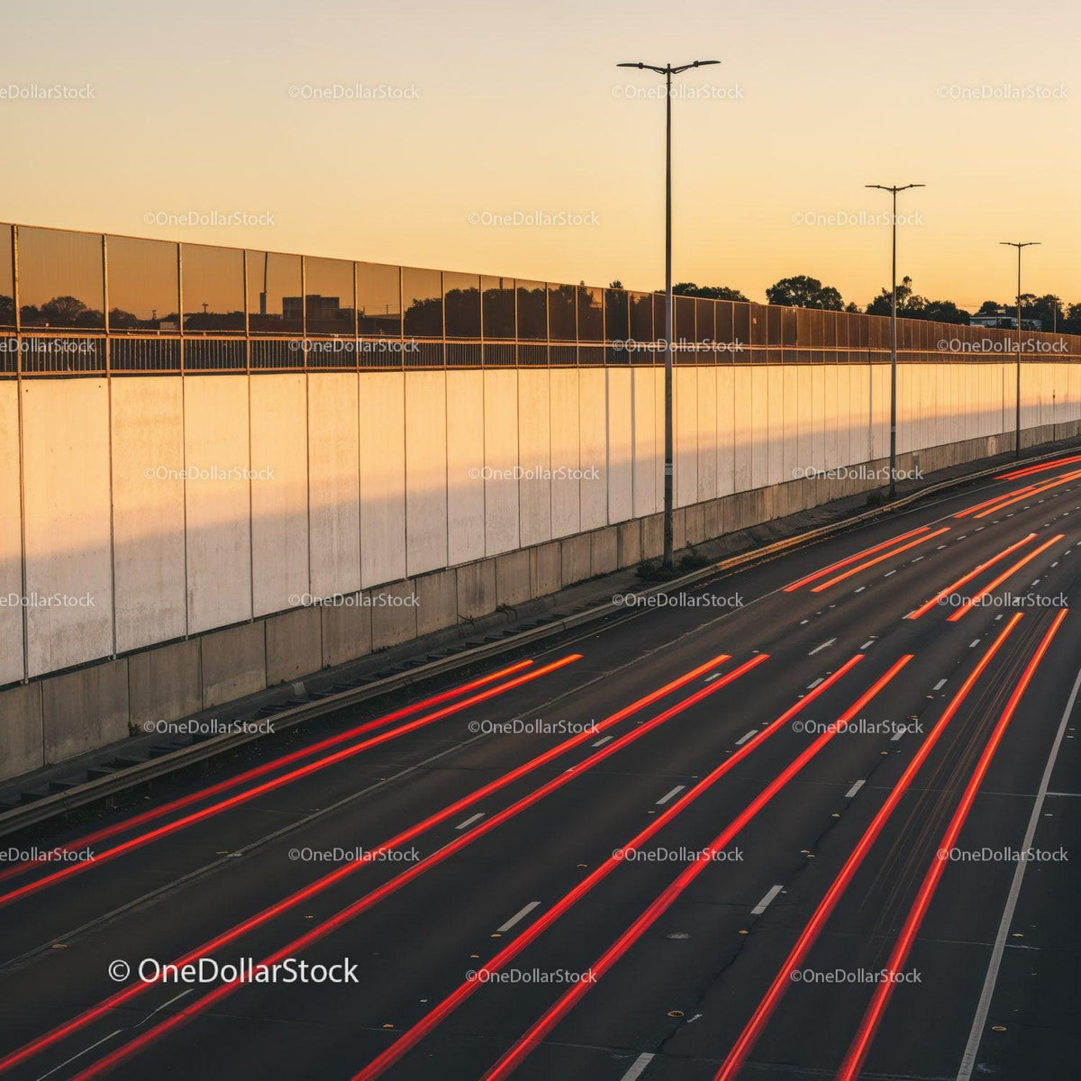 Long Exposure of City Traffic Lights on Highway at Sunset JPG Mockup Image preview