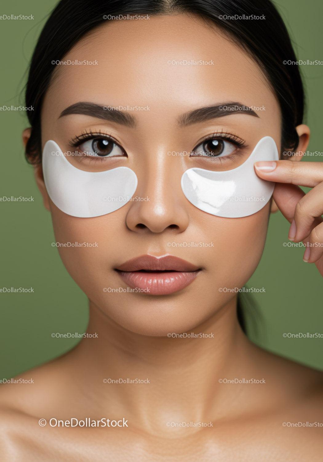 Close-up of Woman Applying Under-Eye Masks for Skincare