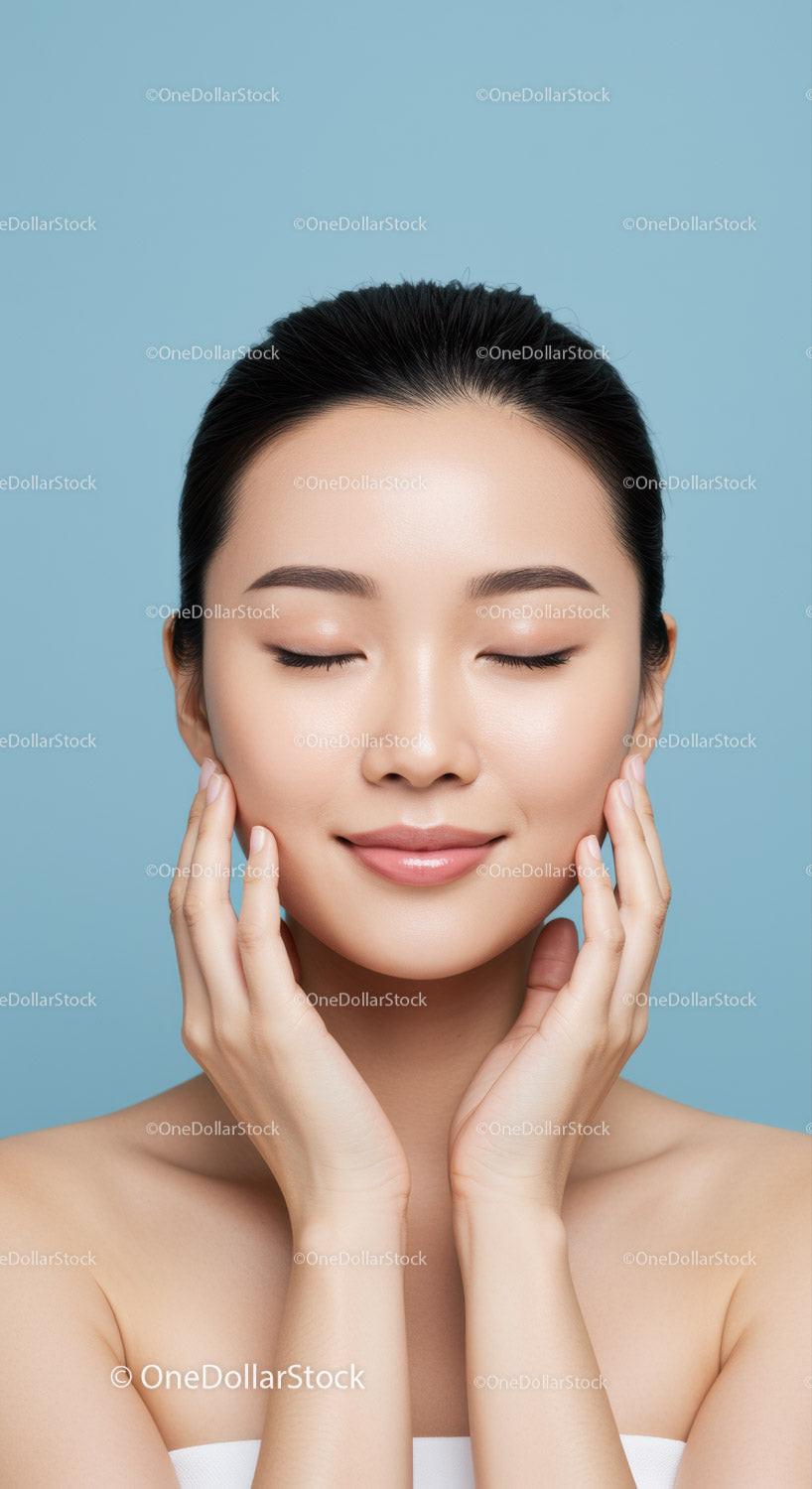 Beautiful Woman with Clear Skin and Youthful Glow in Soft Portrait