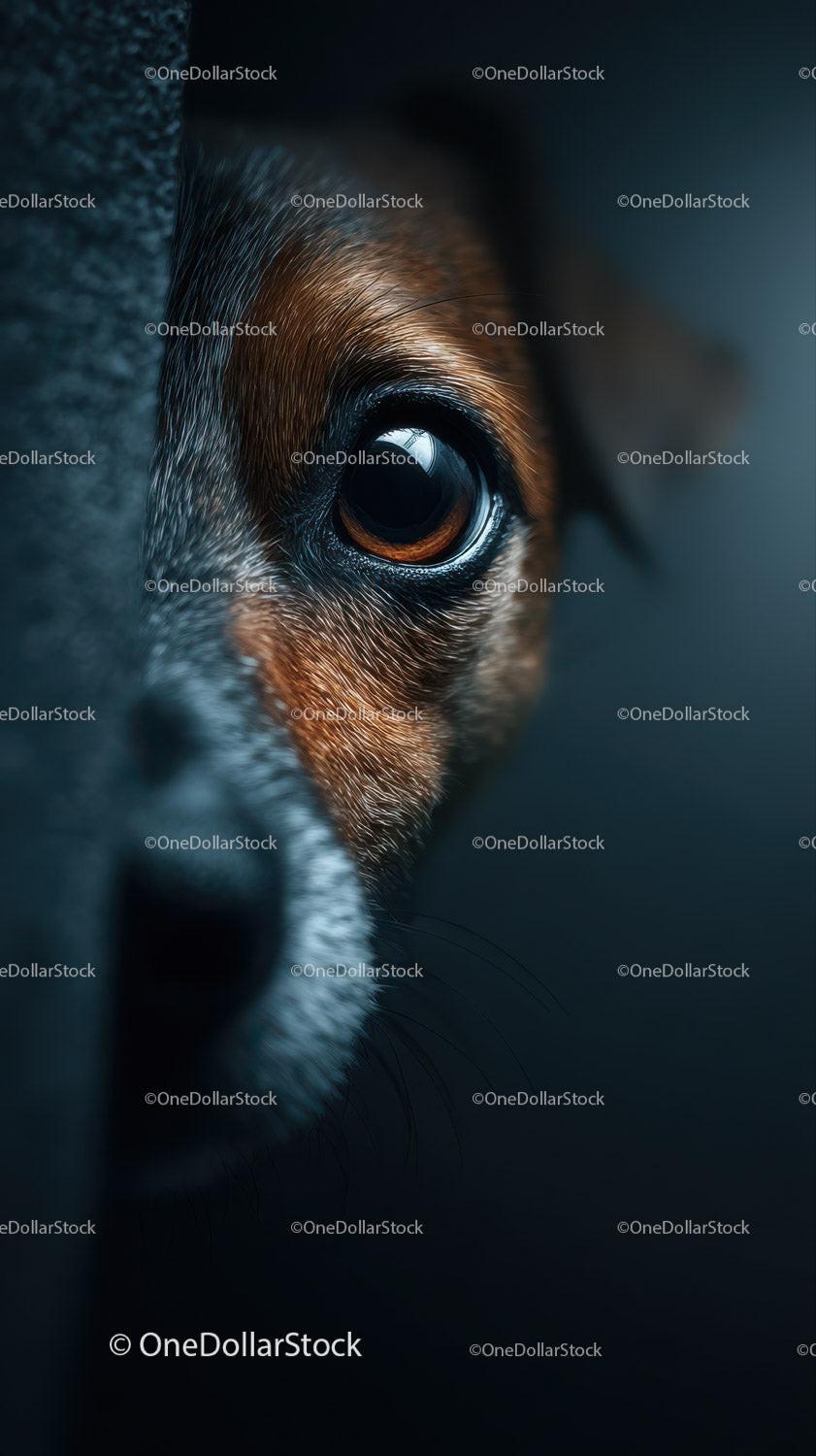 Close-Up of a Dog's Eye with Expressive Fur Detail