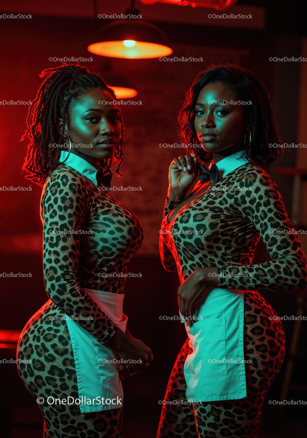 Stylish Women in Leopard Prints with Vibrant Studio Lighting Stock Photo Bundle preview 6