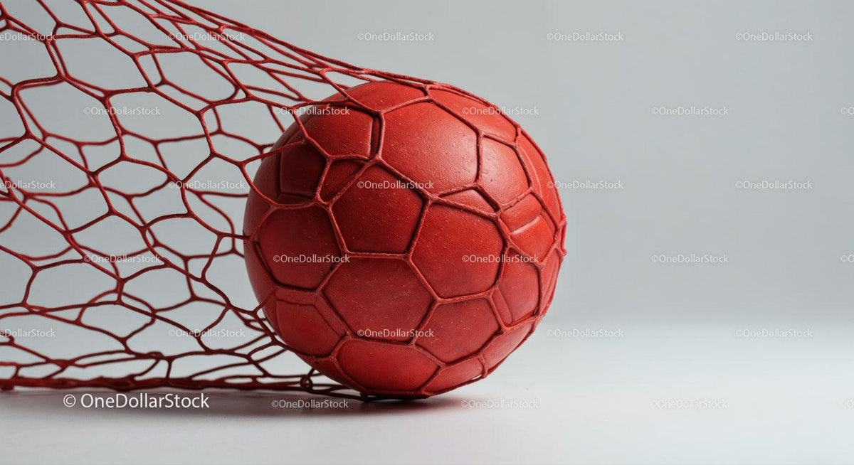 Red Soccer Ball in Goal Net with Dynamic Sports Atmosphere Stock Photo Bundle preview 18