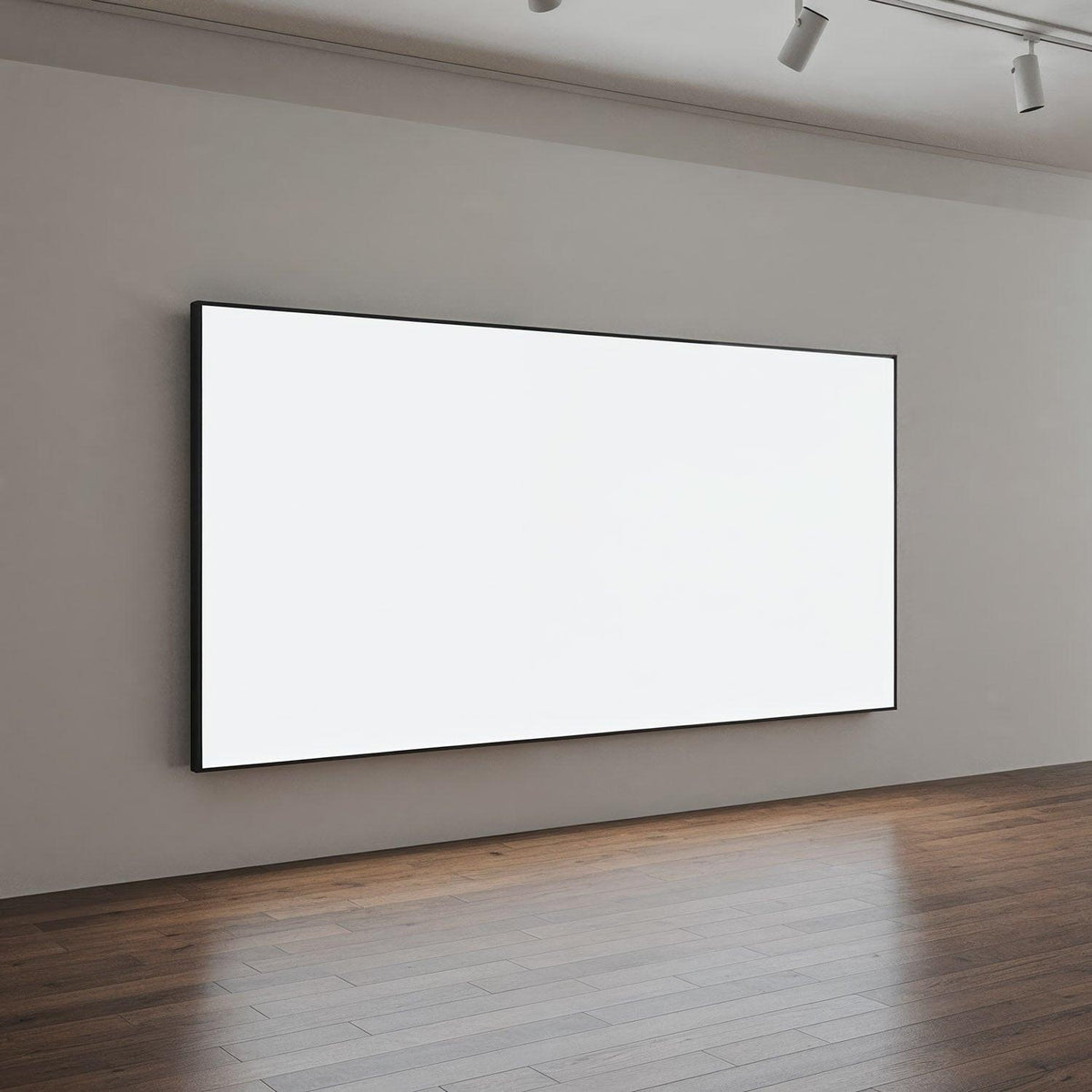 Minimalist blank canvas in modern gallery space JPG Mockup Image preview