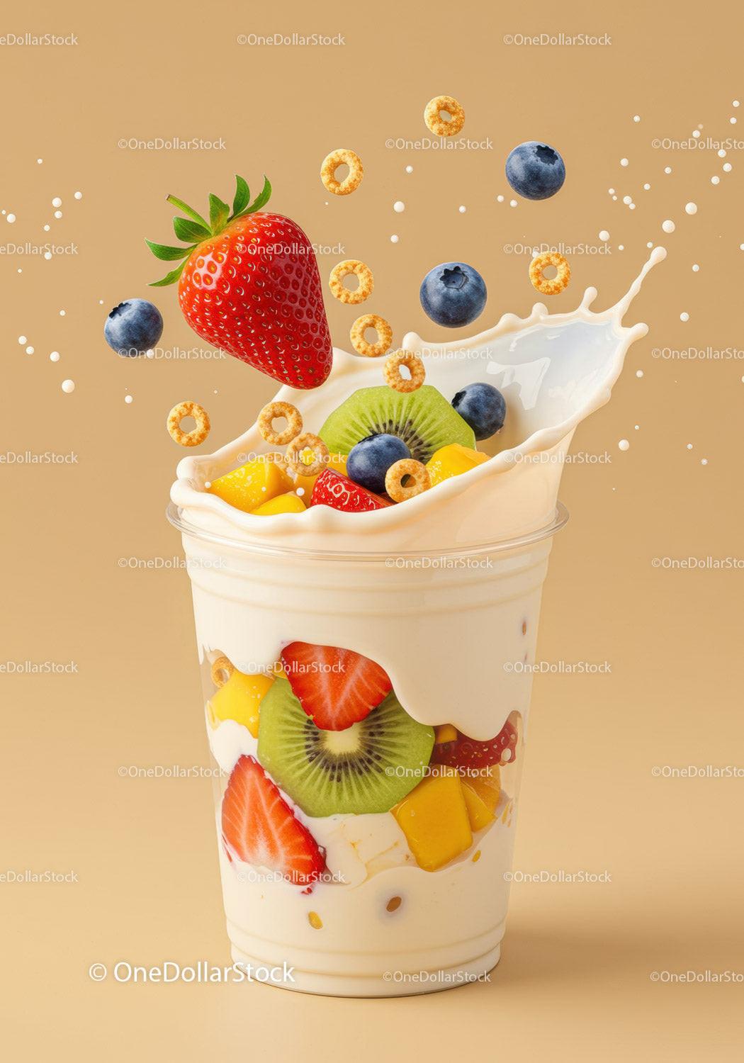 Fresh Fruit and Cereal Splash in Creamy Yogurt Cup