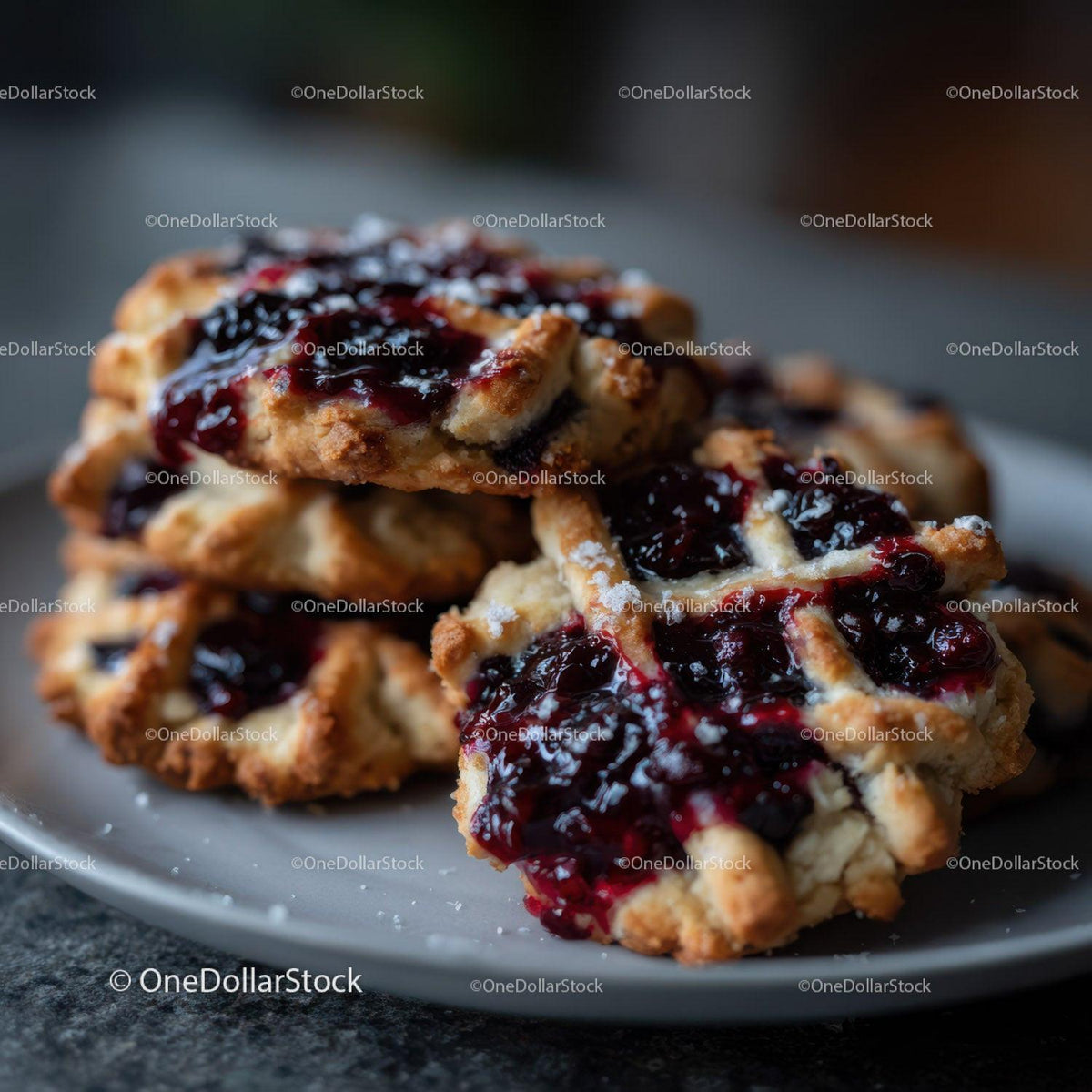 Oatmeal Cookies with Blueberry Jam and Juicy Berry Filling