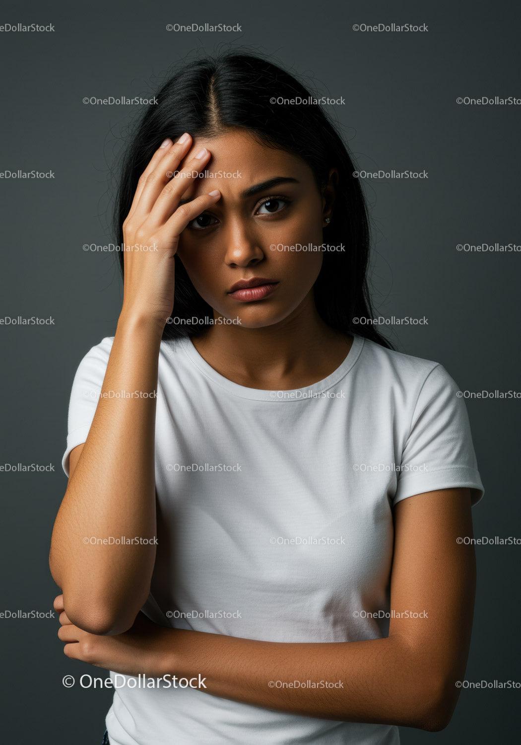 Portrait of a Worried Woman Expressing Stress and Anxiety