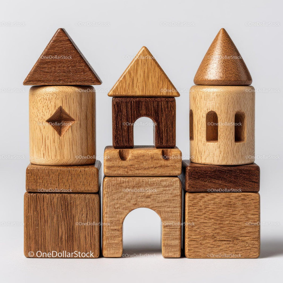 Arrangement of Wooden Geometric Shapes with Natural Textures preview 7