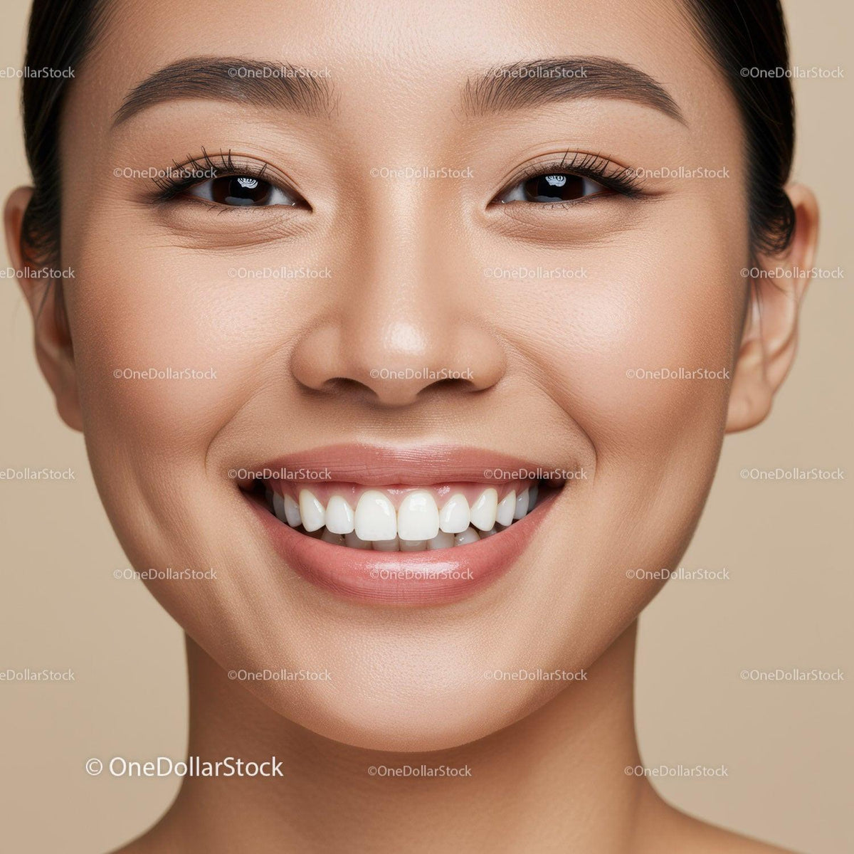 Close up of happy young woman with radiant smile