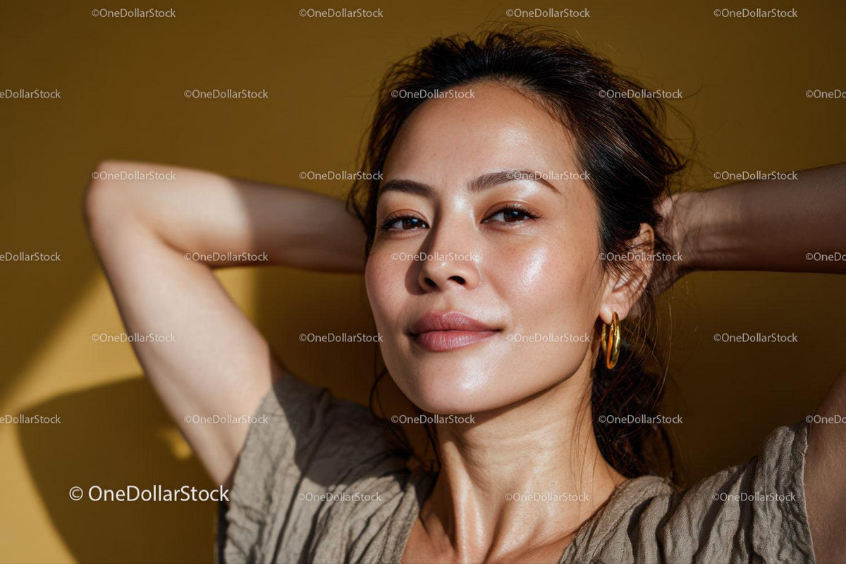 Portrait of a Smiling Young Woman with Natural Beauty and Warm Lighting