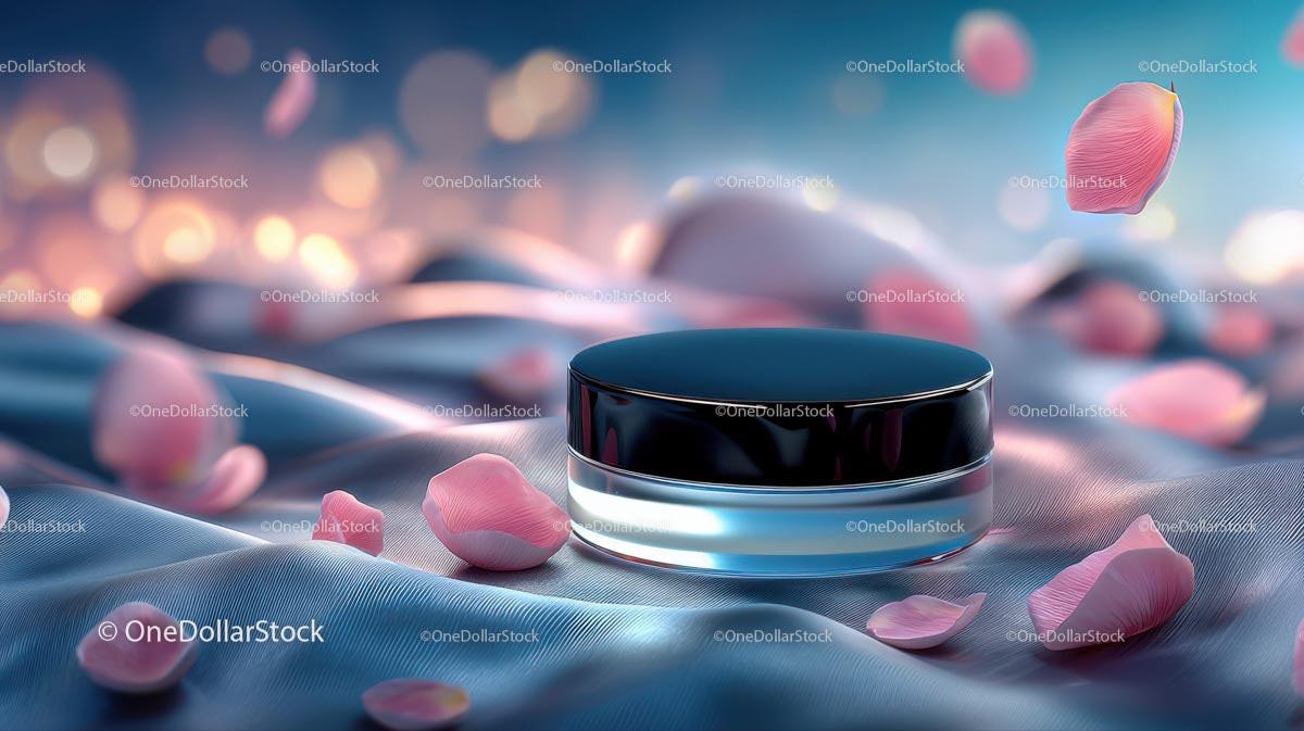 Glass Container with Floating Rose Petals in Tranquil Setting JPG Mockup Image preview 9
