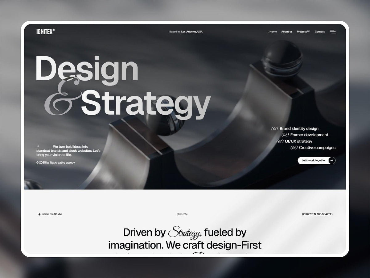Ignitex Framer template homepage preview