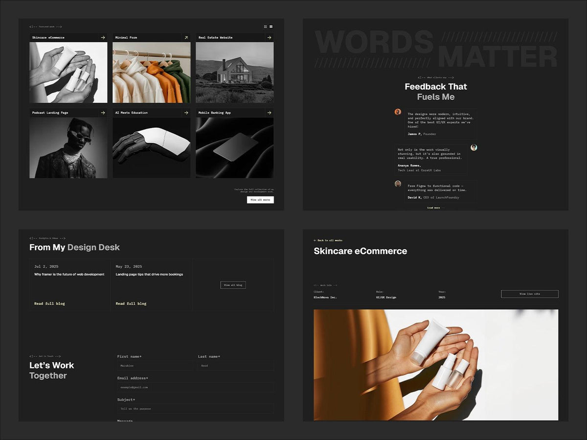 Jaxon Cruz Framer template design preview