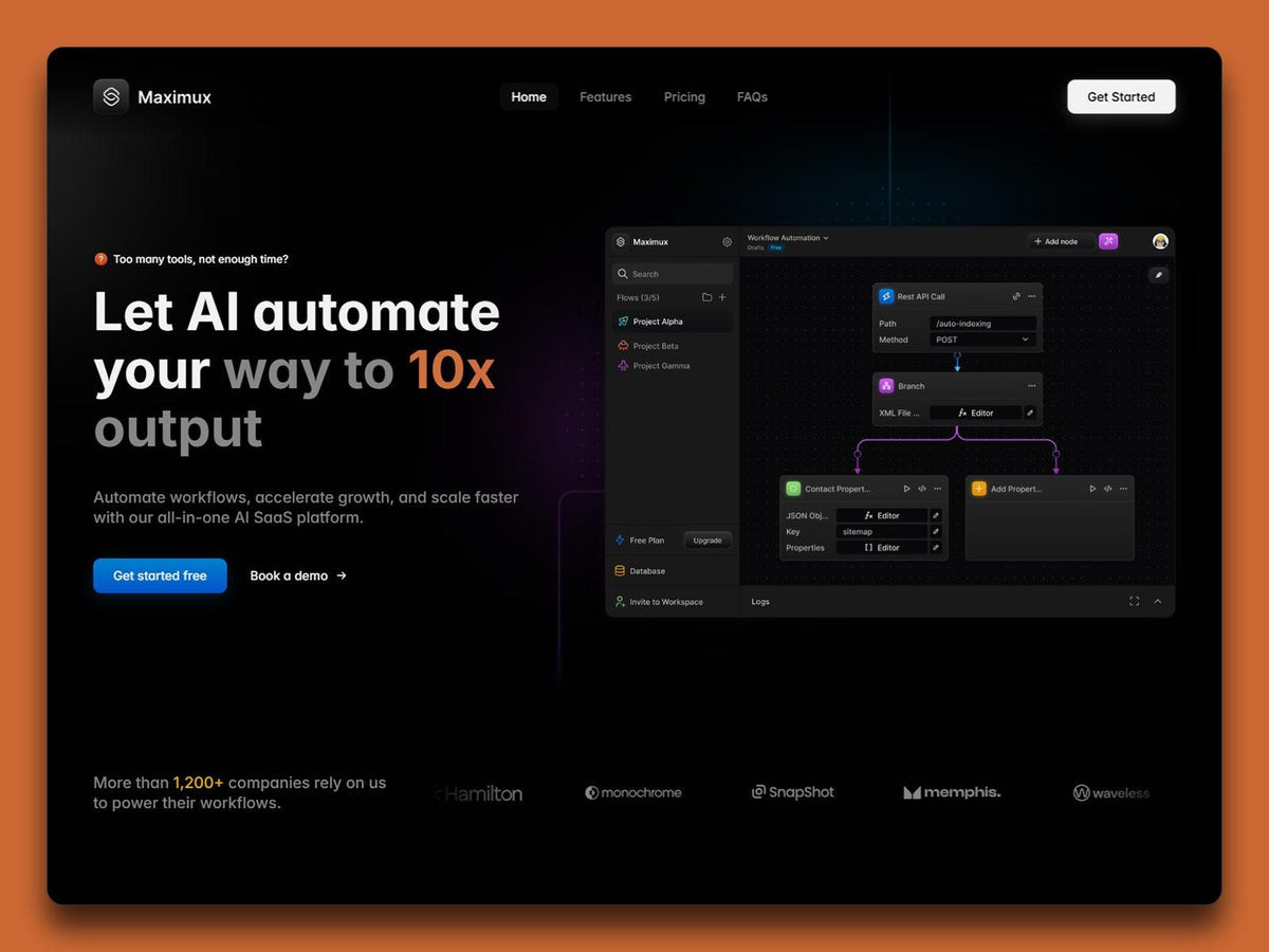 Maximux — AI SaaS Product Workflow Framer Template