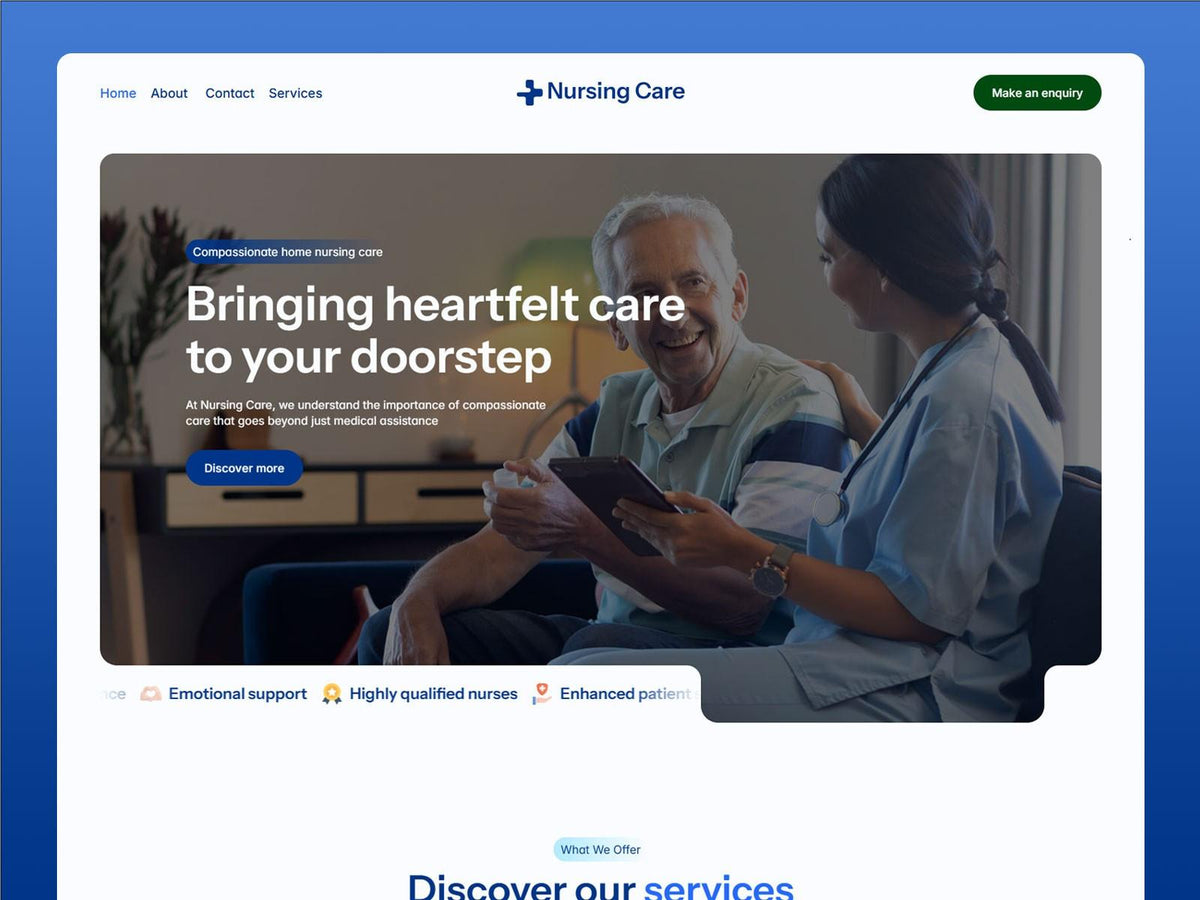 Nursing Care — Nursing Centers and Medical Care Framer Template