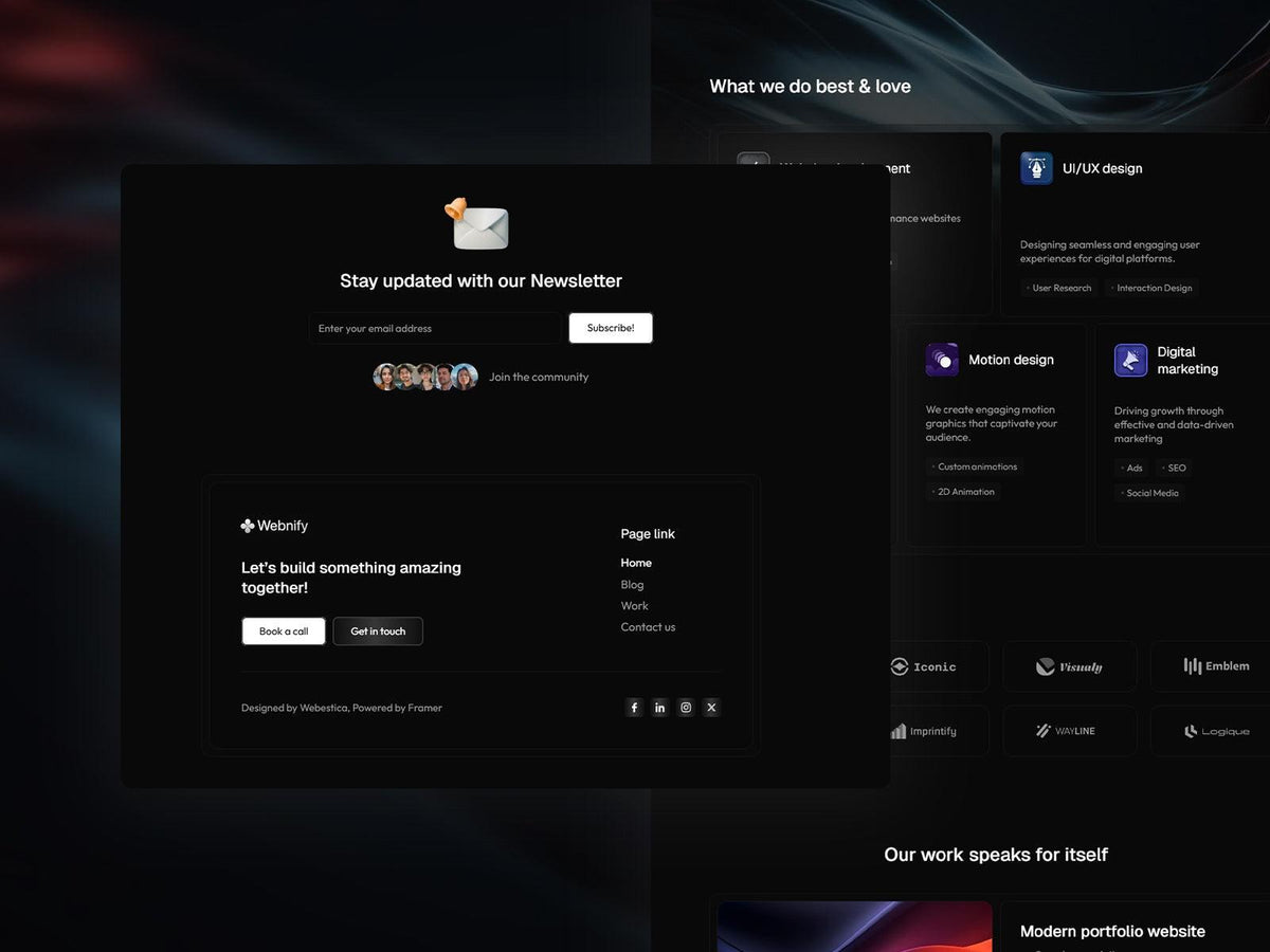 Webnify Framer template design preview
