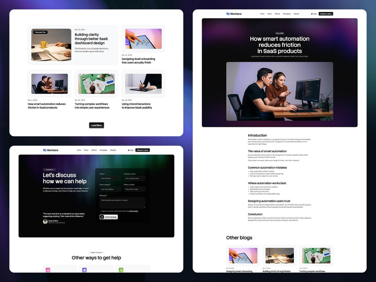 Worklane Framer template design preview