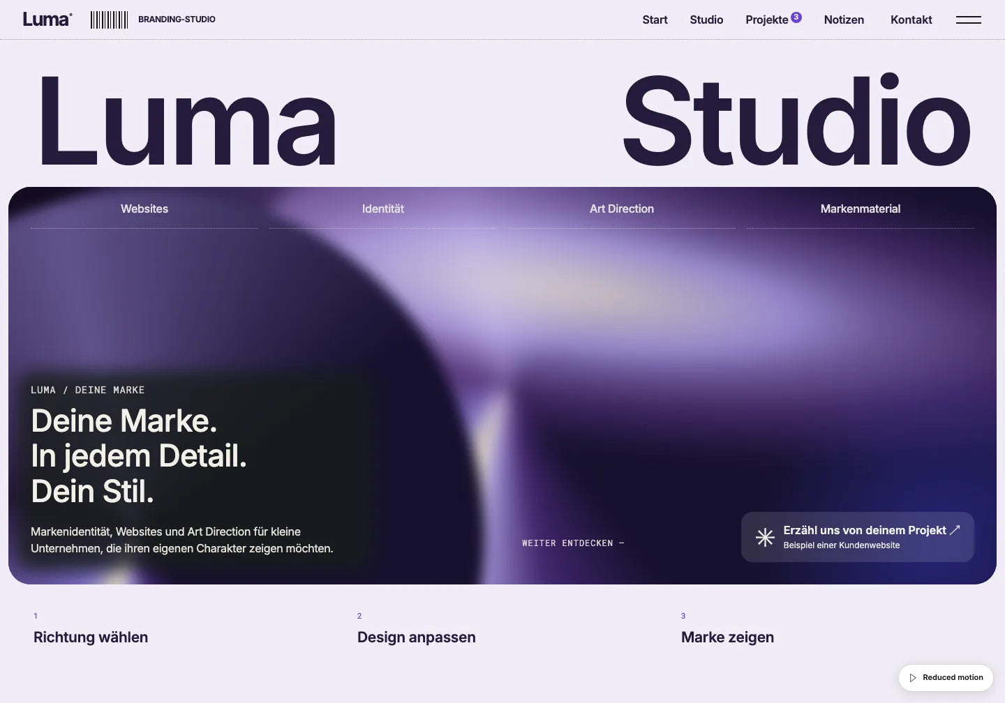 Vorbereitetes Forma Studio-Beispiel für die fiktive Marke Luma