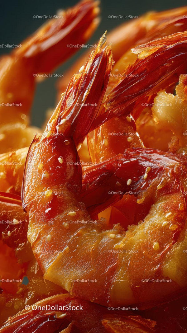 Close-Up of Fresh Cooked Prawn with Vibrant Orange Shell