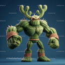 Vibrant Green Anthropomorphic Cactus Character with Muscular Build