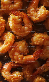 Golden Crispy Fried Shrimp Close-Up for Seafood Food Photography