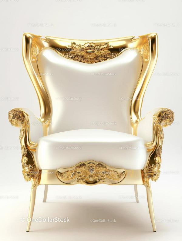 Luxurious Gold Ornate Throne with Baroque Details for Royal Decor
