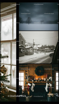 Cozy rustic cabin with Christmas fireplace decorations