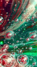Vibrant Fluid Art with Bubbles and Marbled Patterns