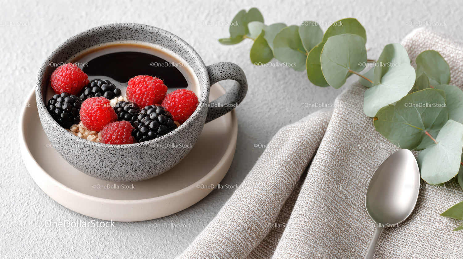 Fresh Berry Breakfast Bowl with Raspberries and Blackberries