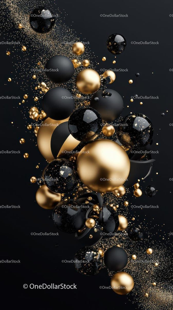 Elegant Black and Gold Spheres for Luxurious Celebration