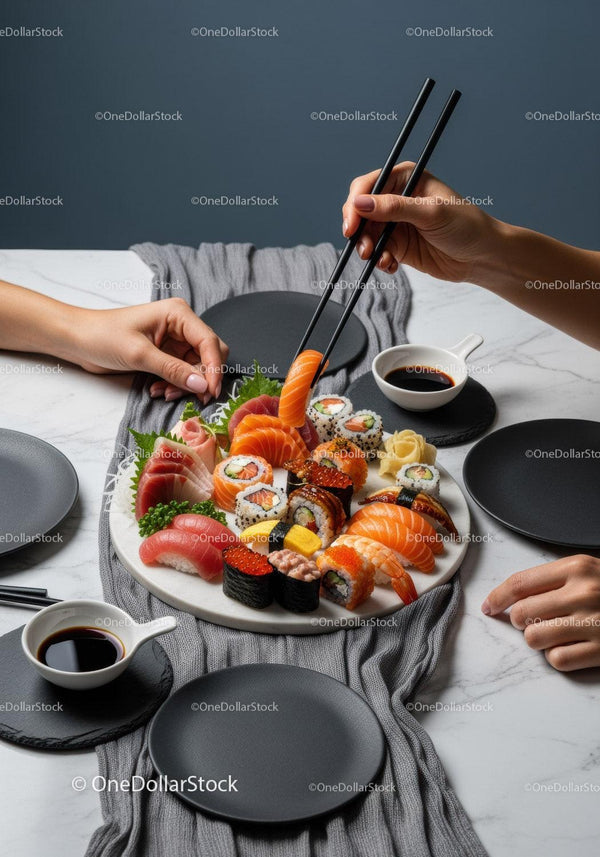 Delicious Assorted Sushi Platter with Salmon and Tuna Featuring Gourmet Presentation