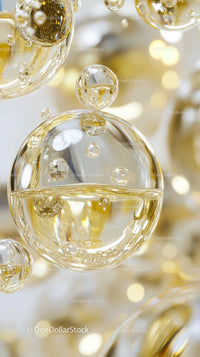 Golden Champagne Bubbles Floating in Festive Celebration Atmosphere