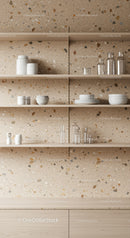 Modern Kitchen Shelves with Glass Jars and White Dishes for Stylish Storage