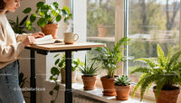 Woman Reading Book Near Window Surrounded by Plants